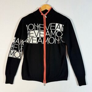 Neve Medium Sweater Black Womens Apres Ski Nordic Text Casual Chic Cotton Wool